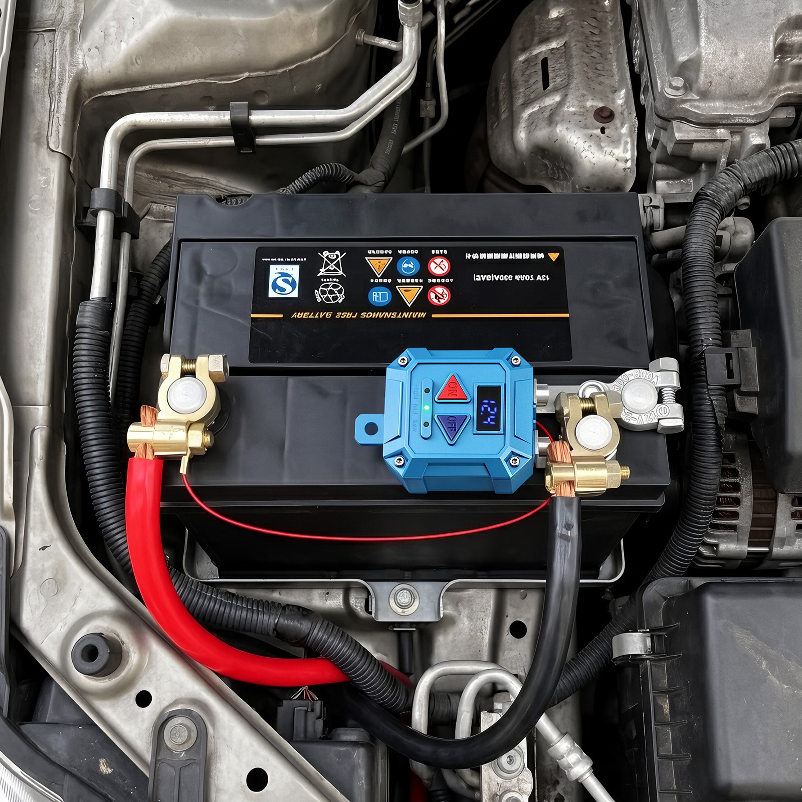 Auto Battery Disconnect Switch 120A Remote Kill Switch With LED Voltage Display