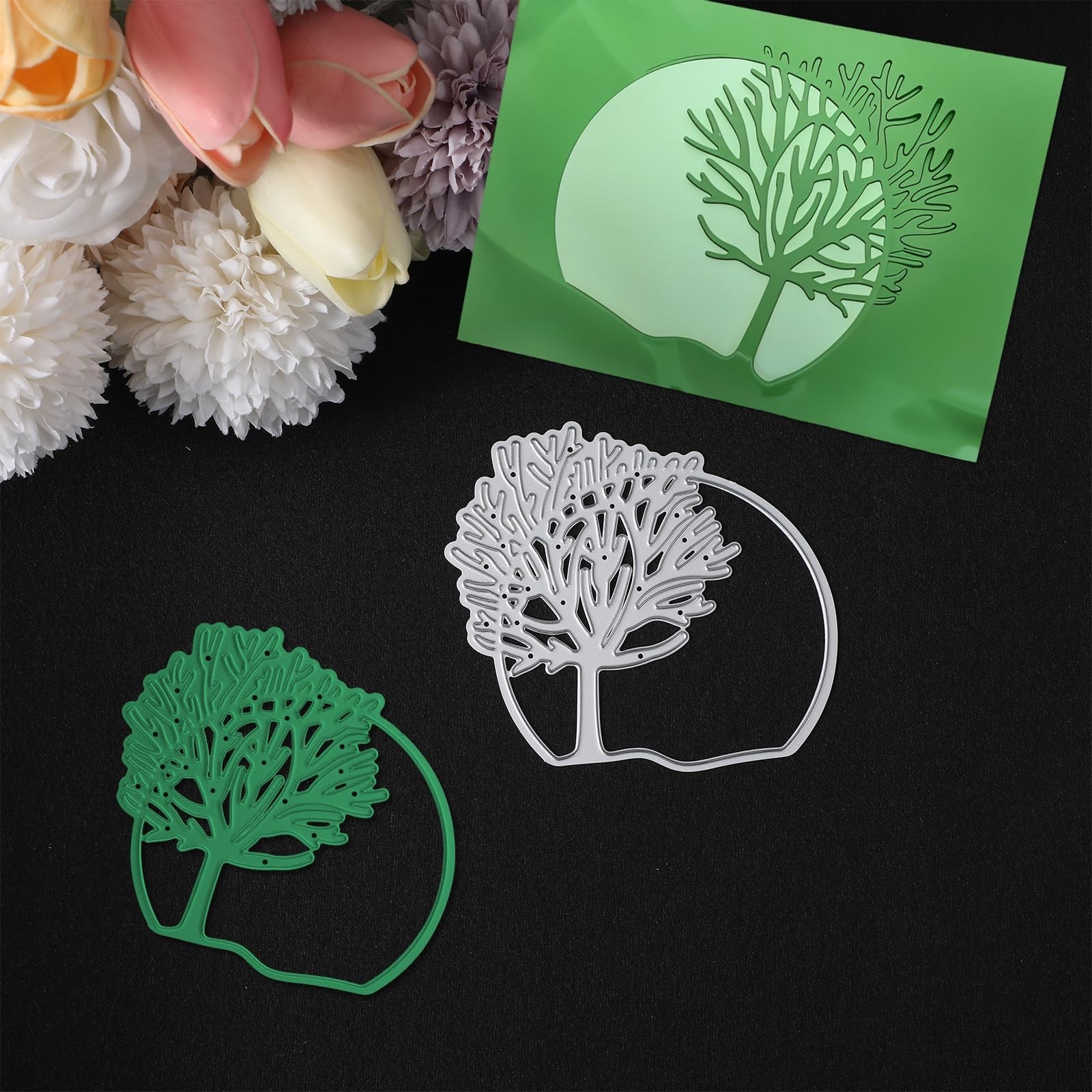 Ymapinc Silver Metal Tree Border Frame Dies for Card Making, Stencils Cutting...