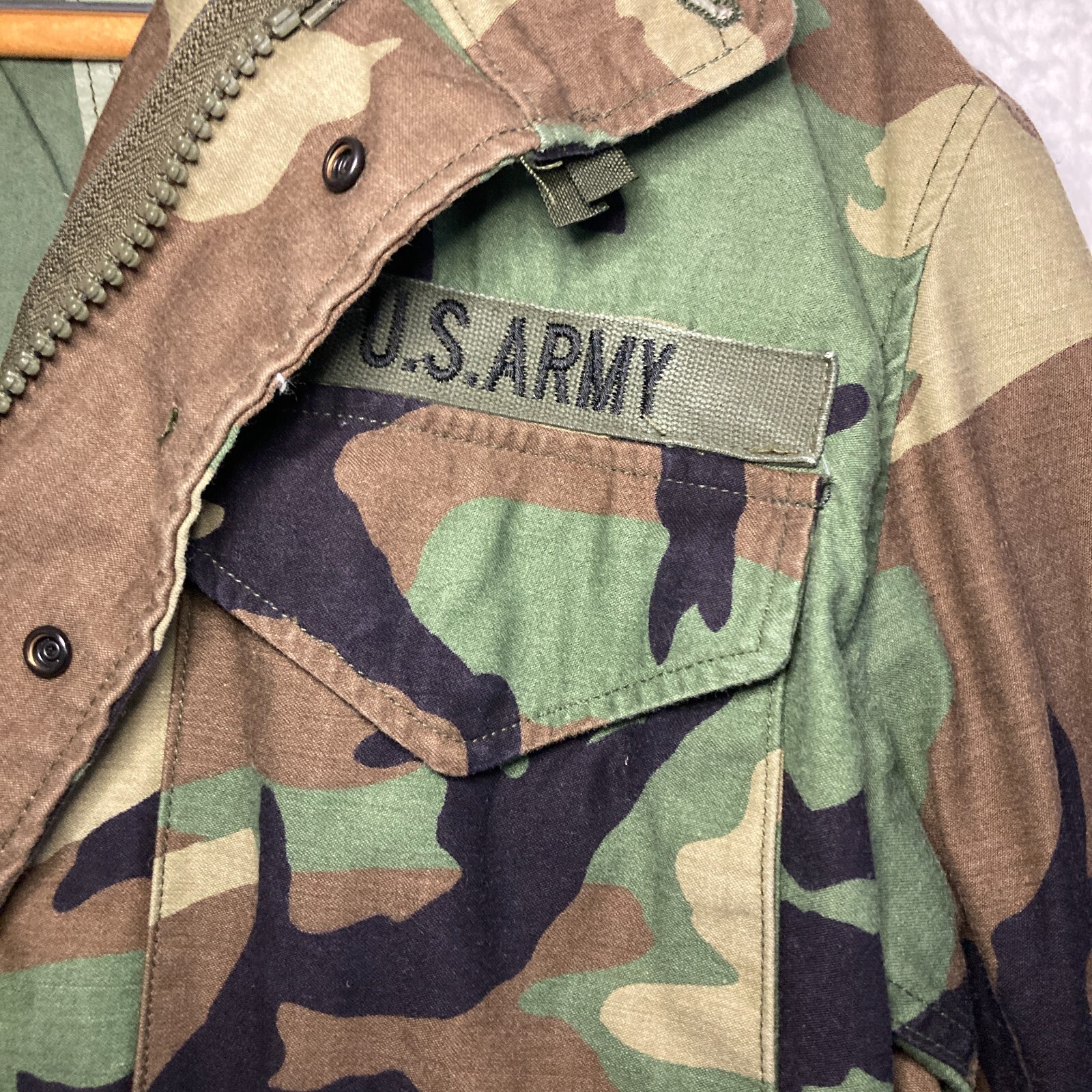US Army M65 Woodland Camo Cold Weather Field Coat Mens M Military Jacket