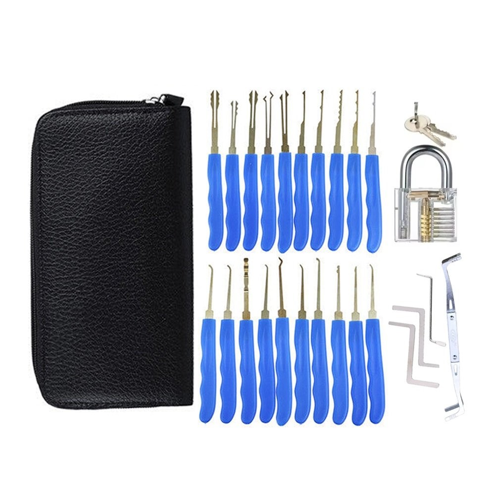 1Set Multifunctional 24 Keys Tool Kit with Transparent PadLock for Practice