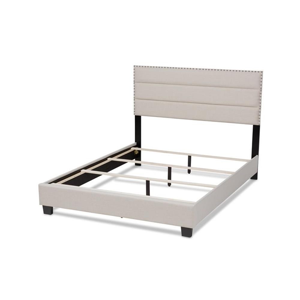 Bowery Hill Full Size Beige Fabric Upholstered Bed