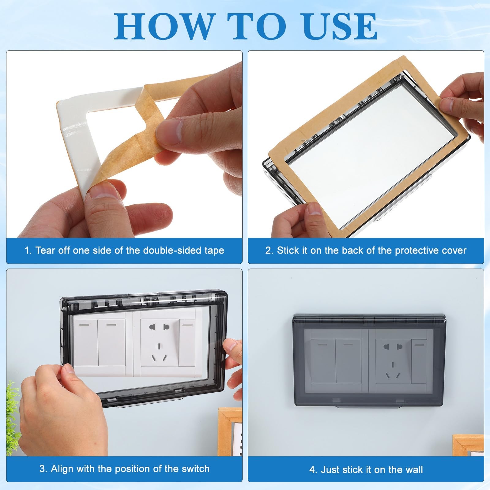 Waterproof Socket Outlet Cover Double Switch Protective Wall Plate, Ultra-Thi...