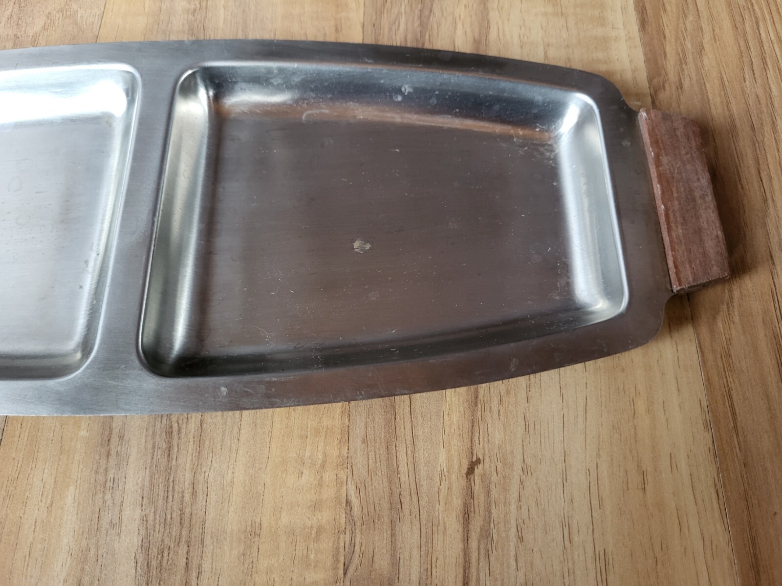 Vintage Silverplate Divided Dish W/Wood Handles