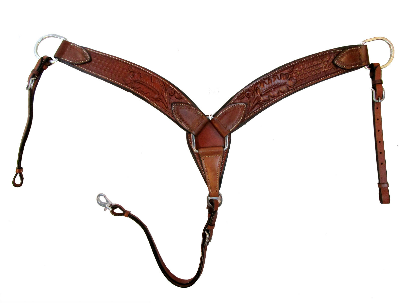 Western Breast Collar Roping Ranch Barrel Racing Waffle Oak Tooled Leather Tack
