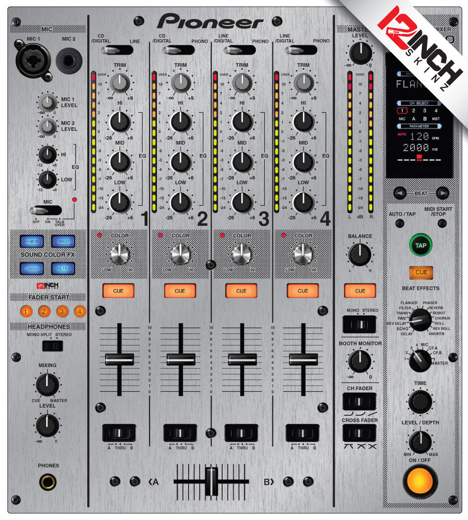 Pioneer DJM-800 Skin Brushed silver