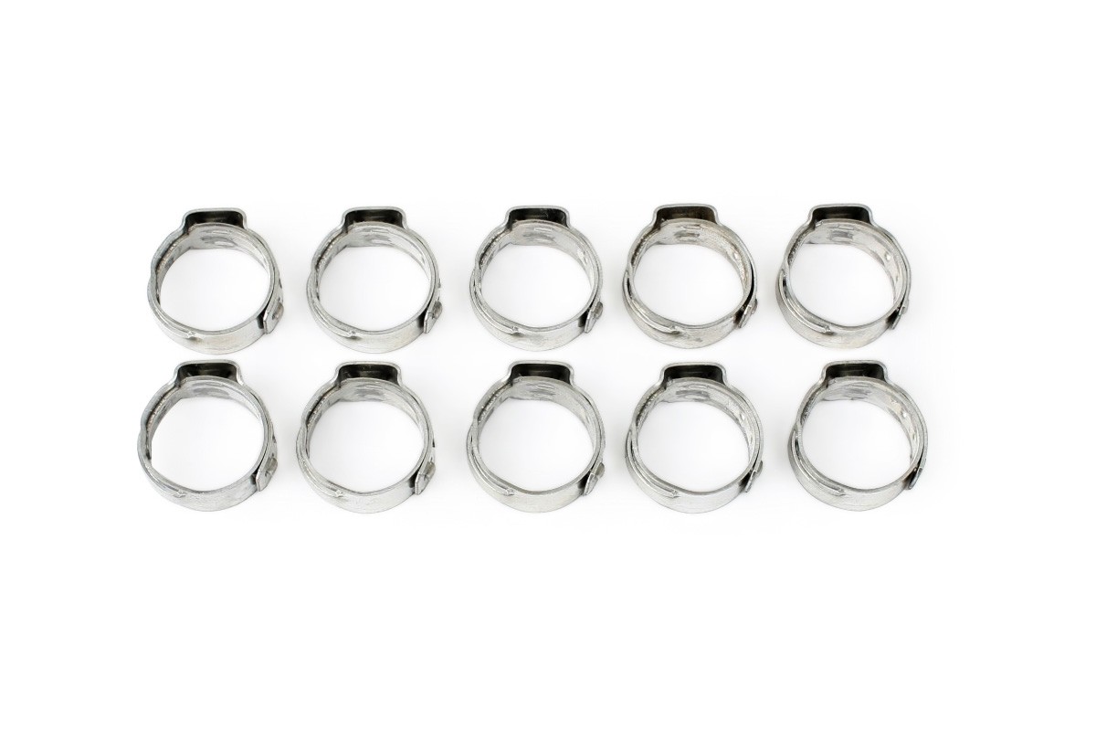 Stainless Steel Single Ear Clamp for Push-Lock Hose, 23.5 mm, 10-Pack