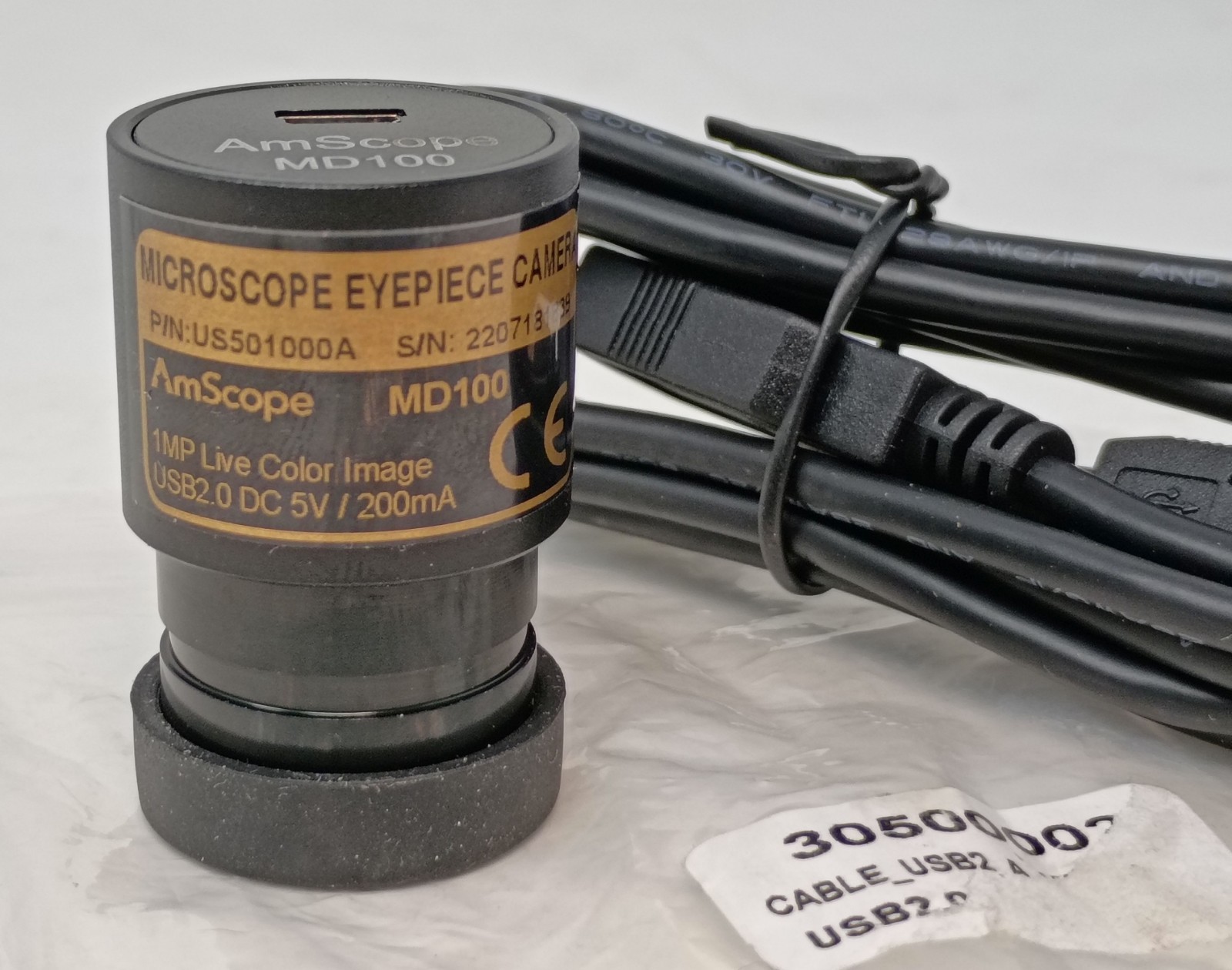 AmScope Microscope Eyepiece Camera MD100 1MP Live Color Image w/ USB Cable NEW