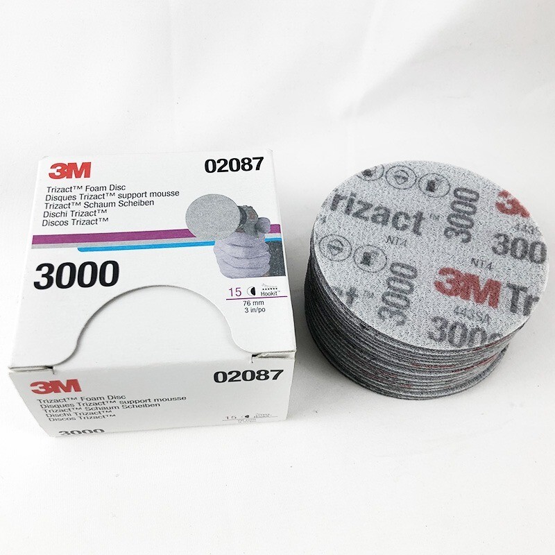 3M 02087 Trizact Hookit 3 Inch P3000 Grit Foam Disc Automotive 15Pcs/Box