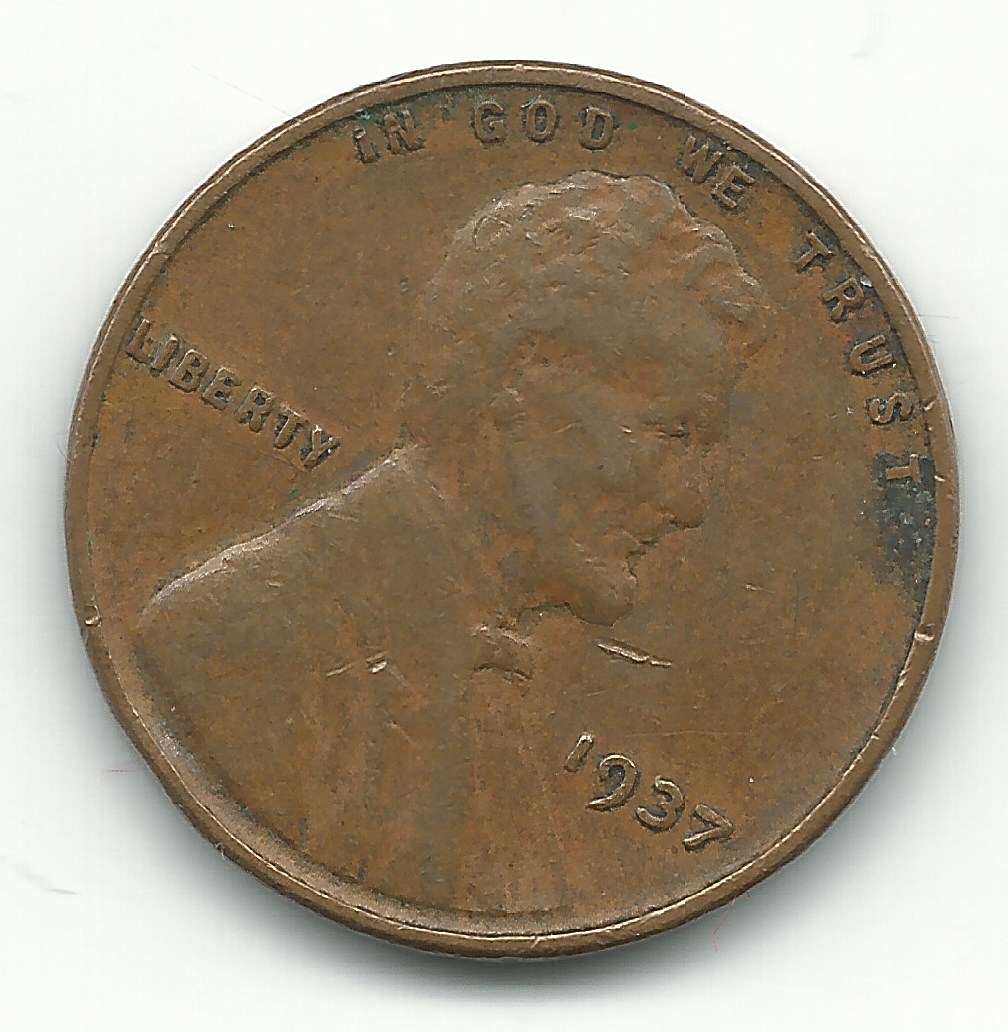 A VERY FINE/EXTRA FINE VF/XF 1937 P LINCOLN CENT-APR796