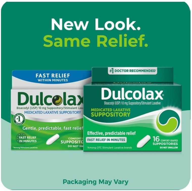 Dulcolax Medicated Laxative Comfort Shaped Suppositories, (2 boxes) 16 CT ea