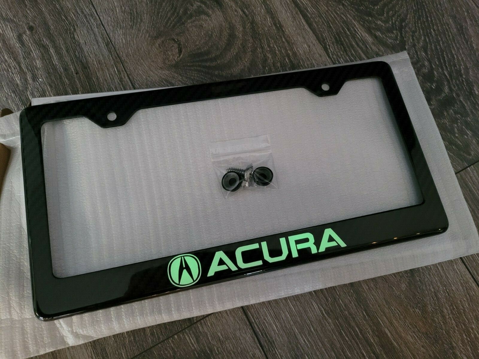 (Glowing) Acura 100% Black Carbon Fiber License Plate Frame Premium
