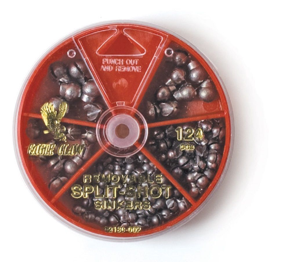 EAGLE CLAW 124 PIECE REMOVABLE SPLIT-SHOT SINKER SELECTOR 02180-002
