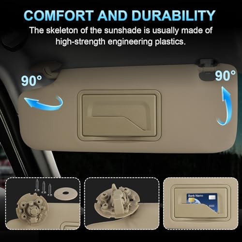 Sun Visor Driver Side for 2011-2019 Chevy Cruze, Beige, Left Left Driver Side