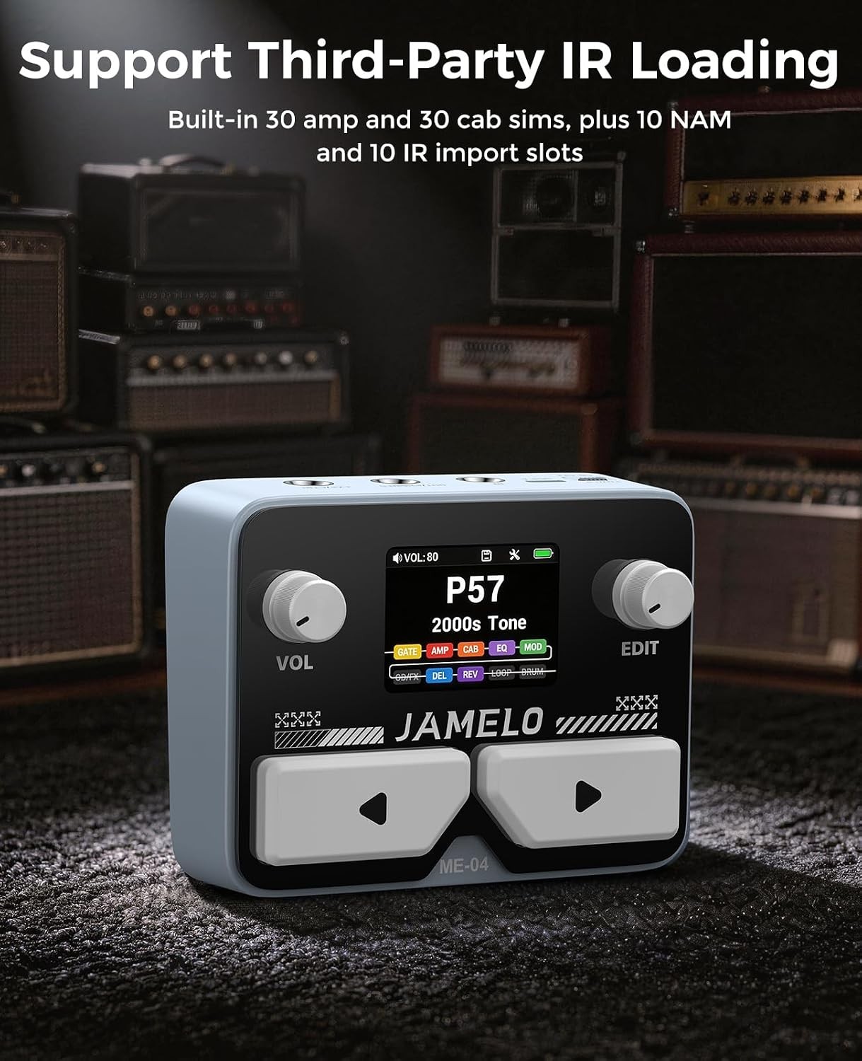 Pocket Guitar Multi Effects Pedal, with 125 Effects, 99 Presets, 30 Amp Modeling