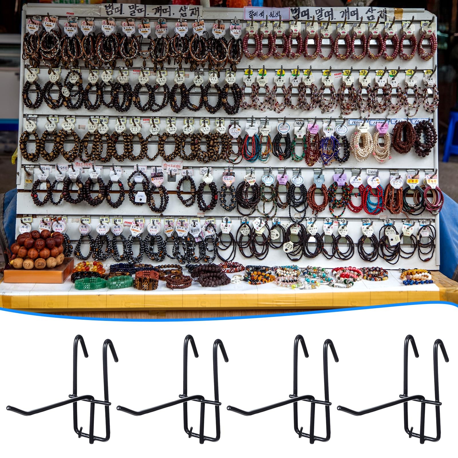 4 Inch Grid Wall Hooks Heavy Duty Panel Store Mount Display Black 100 PCS