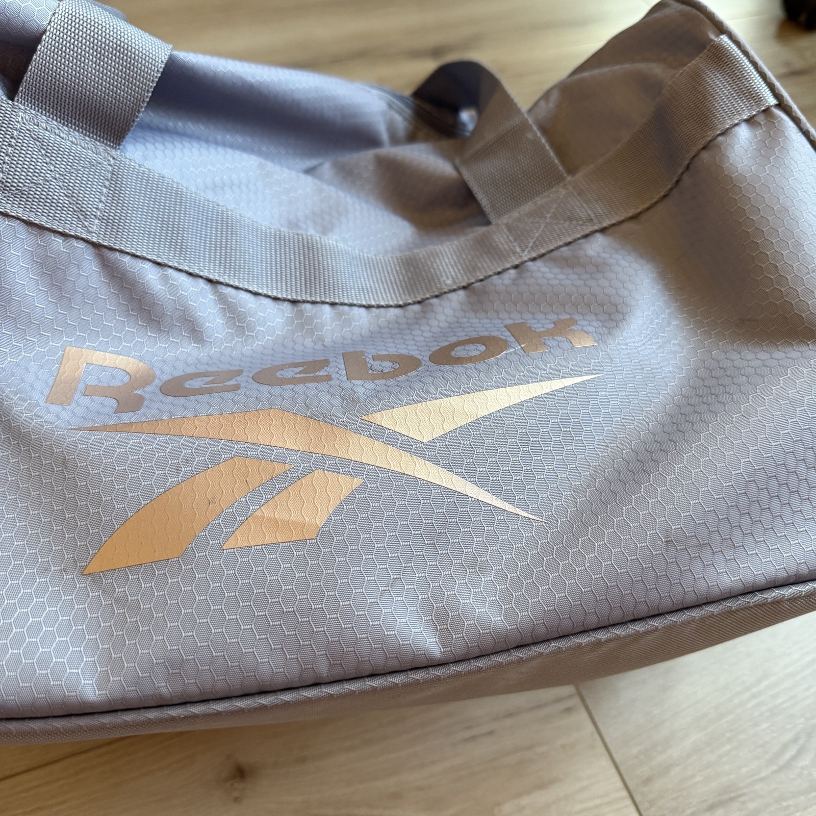 Reebok Gray Honeycomb Ripstop Duffel Bag Logo