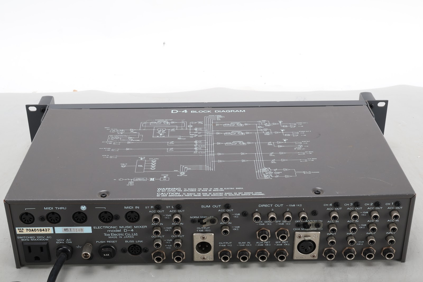 TOA D-4 4-Channel Electronic Music Mixer Preamplifier Equalizer