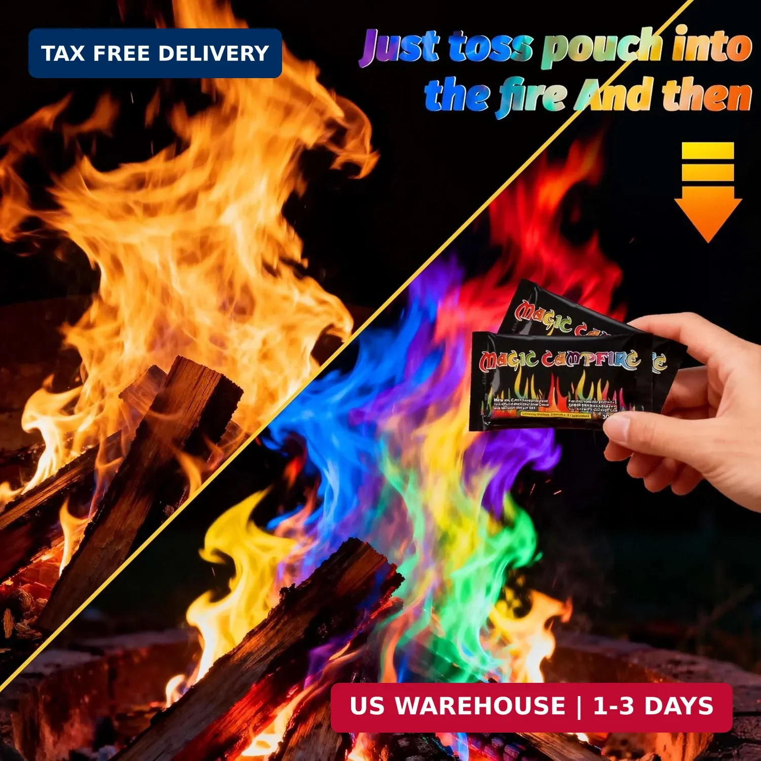 Magic Fire Color Changing Packets (20 Pack) for Fire Pits, Campfire, Bonfire & O