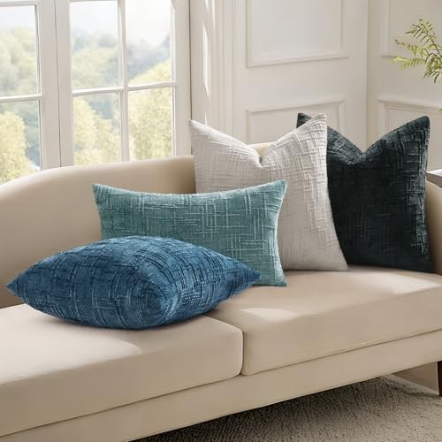 Spring Chenille Throw Pillow Covers 20x20 Set of 2 20" x 20" (Pack of 2) Black