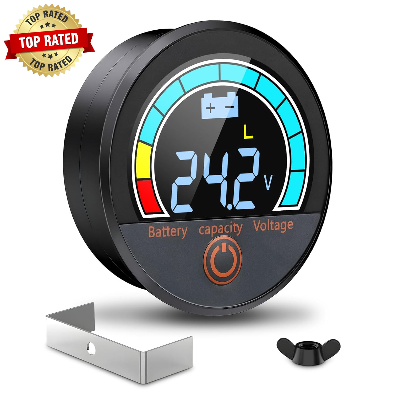Battery Capacity Voltage Meter, 12V 24V 48V 60V 84V IP68 Waterproof LCD Battery