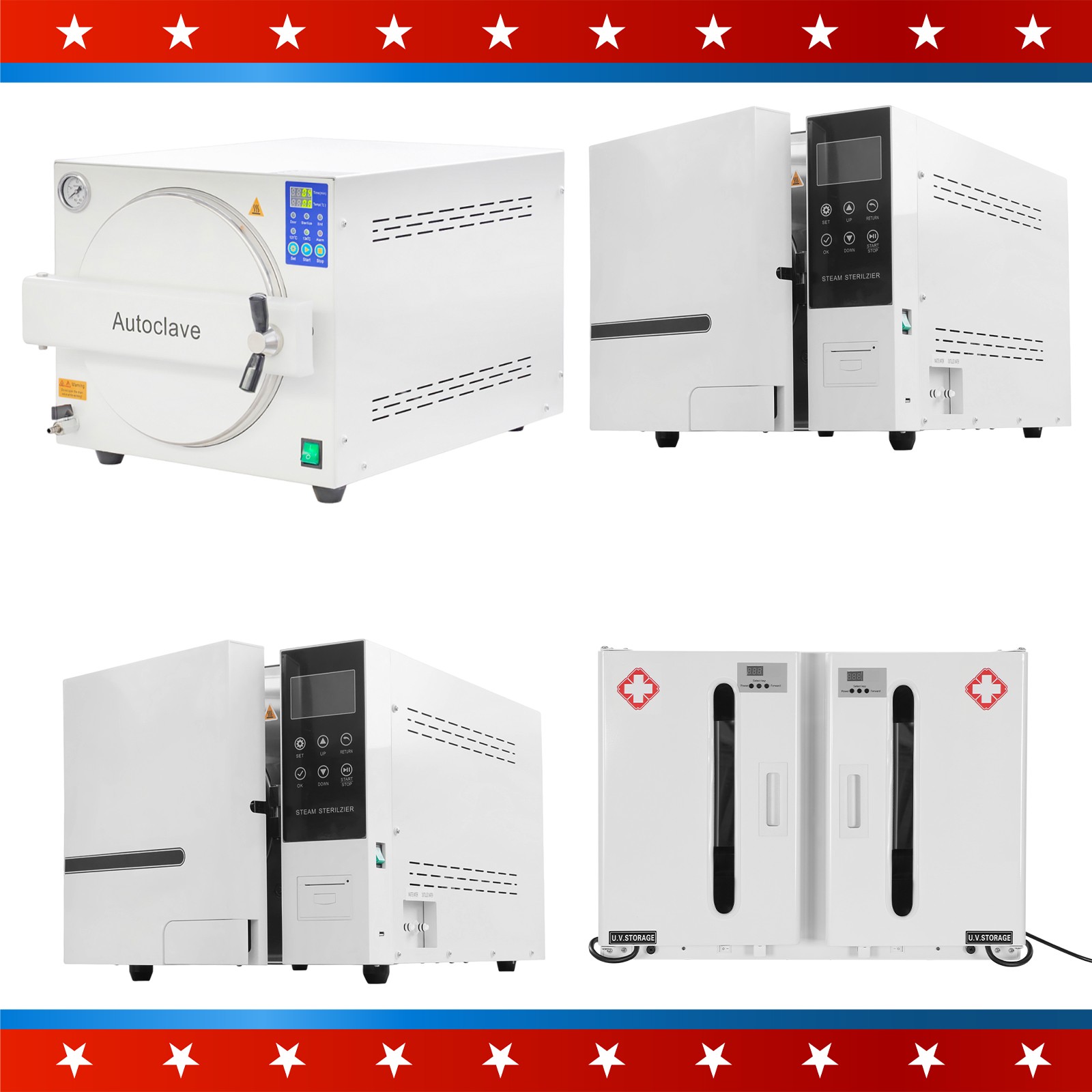 23/18L Dental Autoclave+Printer/54L Surgical UV Sterilize/18L Medical Sterilizer