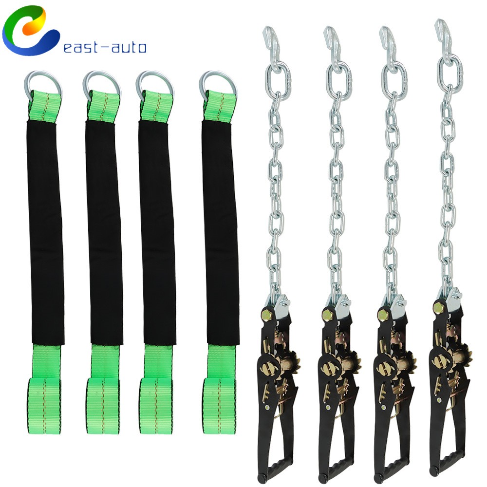 3300 lbs Lasso Car Tie Down Chain Anchors 2"x96" 4 Pack High-Viz SWL