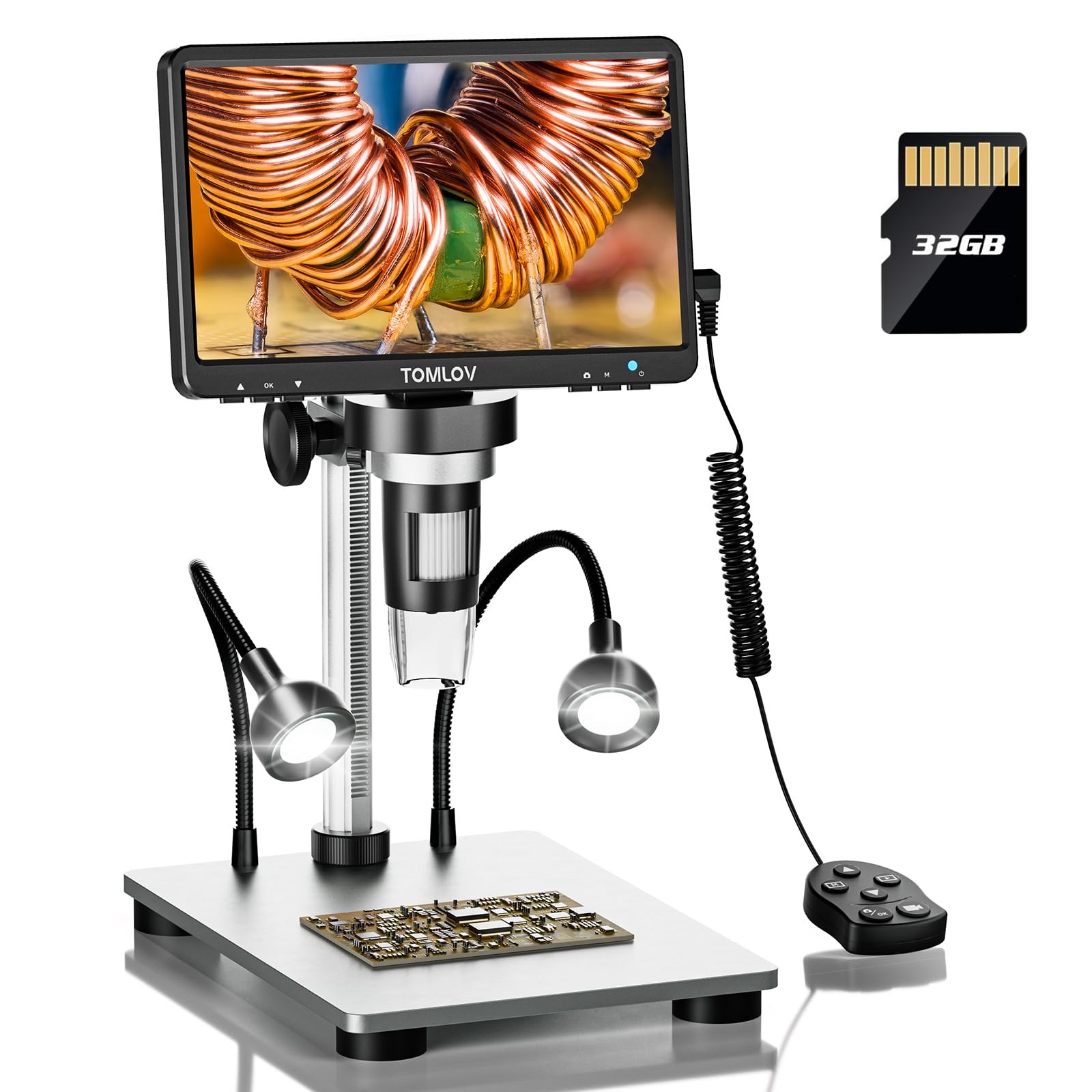 TOMLOV DM9 7" Digital Microscope: 1080P 1200X Coin Microscope Magnifier, 12MP