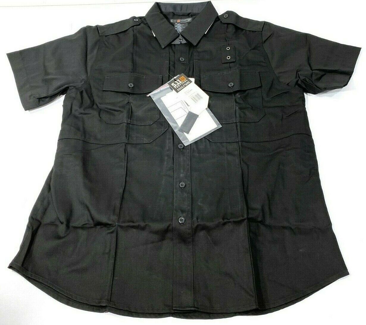 NEW 5.11 TACTICAL MENS LARGE TALL TWILL PDU CLASS B S/S SHIRT 71177 BLACK LARGE