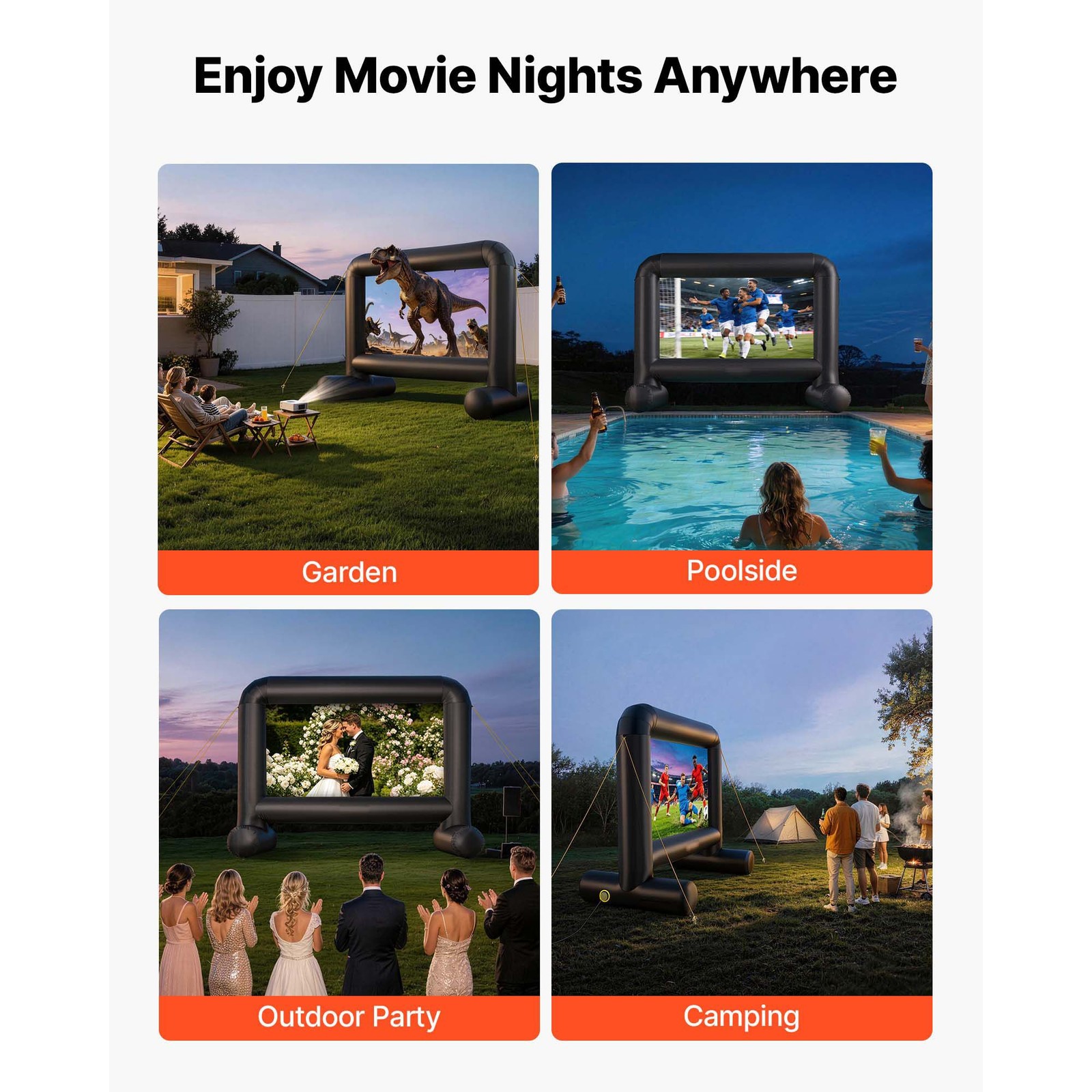 14ft Portable Inflatable Outdoor Screen Front/Rear