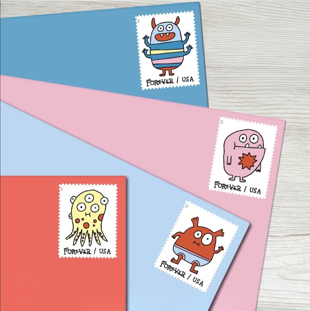 USPS 2021 Message Monsters Forever Stamps Sheet of 20, Cartoon