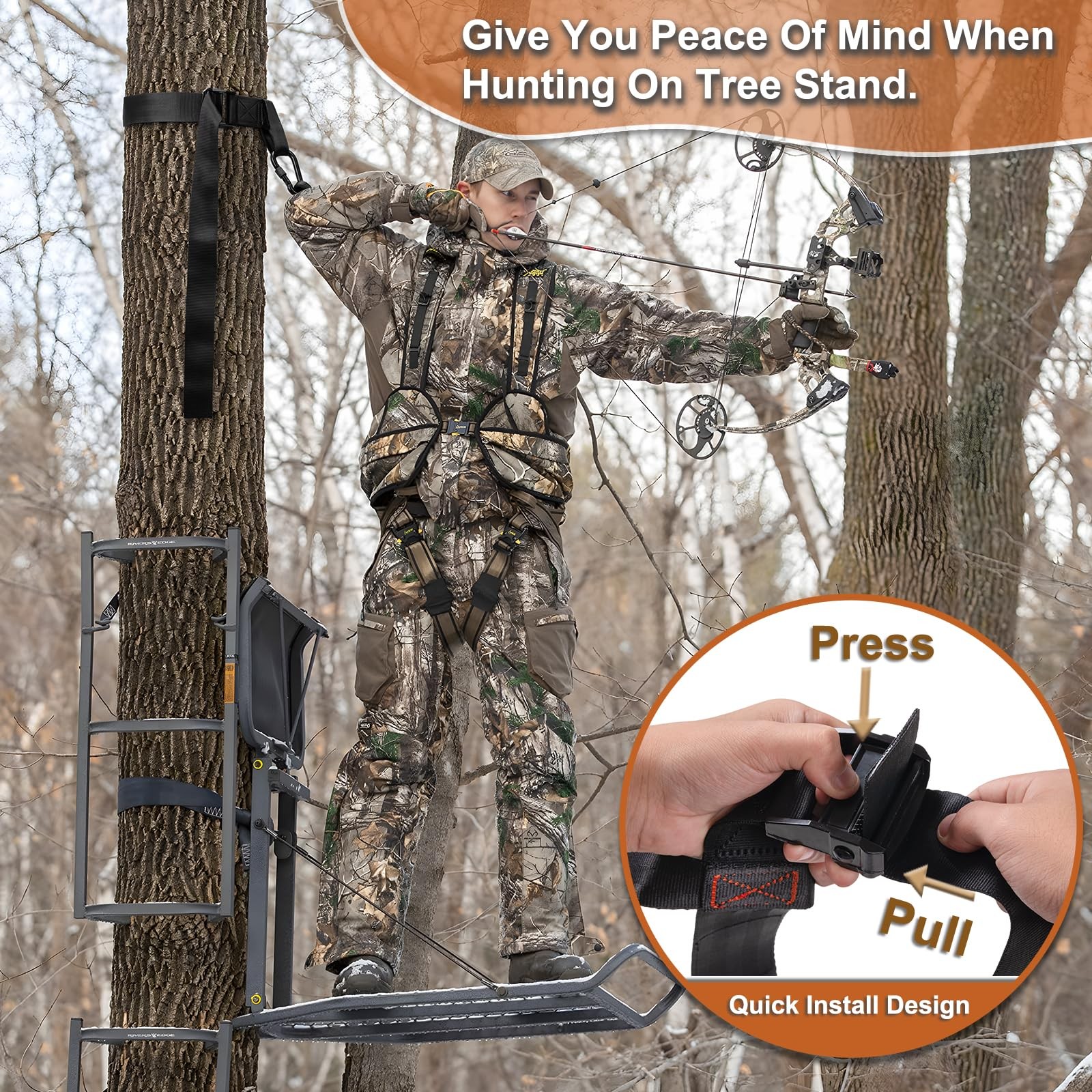 Seaperk Tree Strap - Hunting Safety Harness, Stand - Make Black
