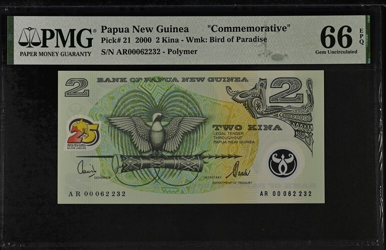 Papua New Guinea 2 5 10 20 Kina 2000 P21 22 23 24 UNC - Polymer / PMG 64 & 66EPQ