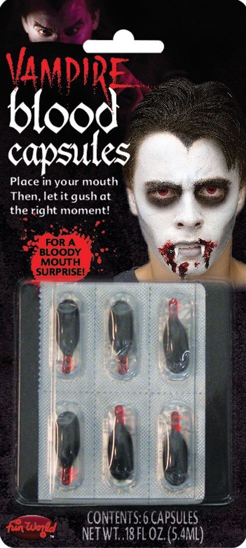 Vampire Blood Capsules Set of 6 for Adult Halloween Costume Bloody Horror Prank