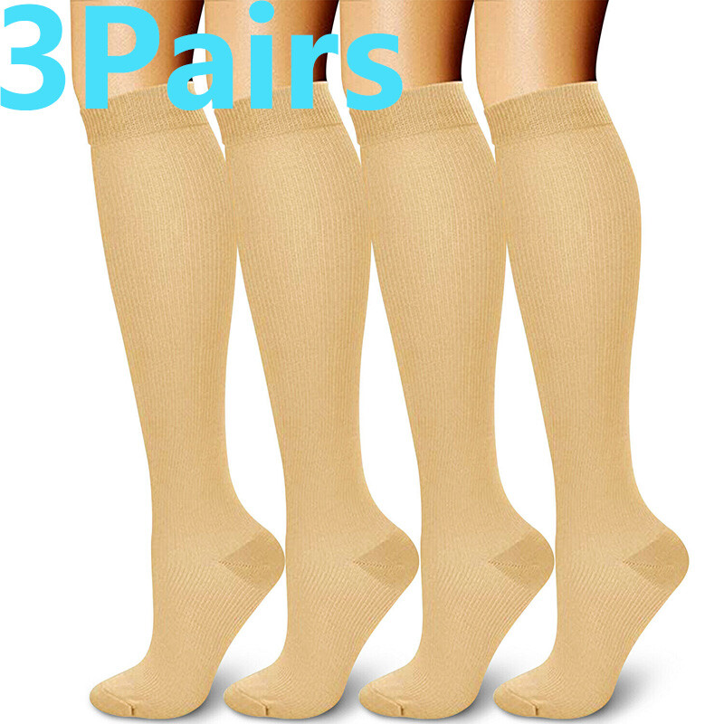 6 Compression Knee High Stockings Leg Socks Support Socks Pain Relief 10-20mmhg-