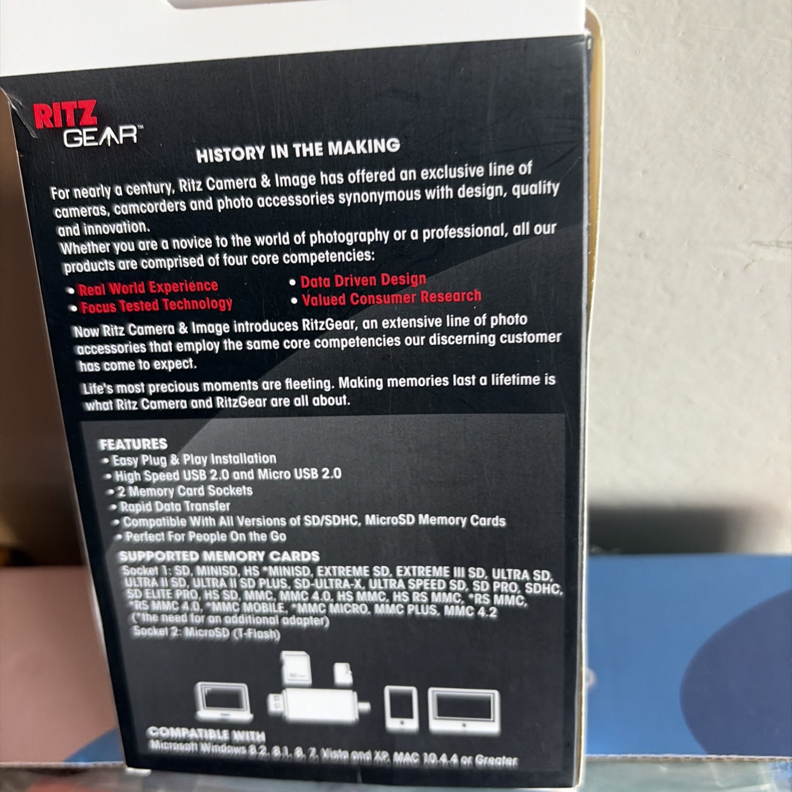Ritz Gear OTG USB / Micro USB Multi-Function SD / MICRO SD Card Reader NIB