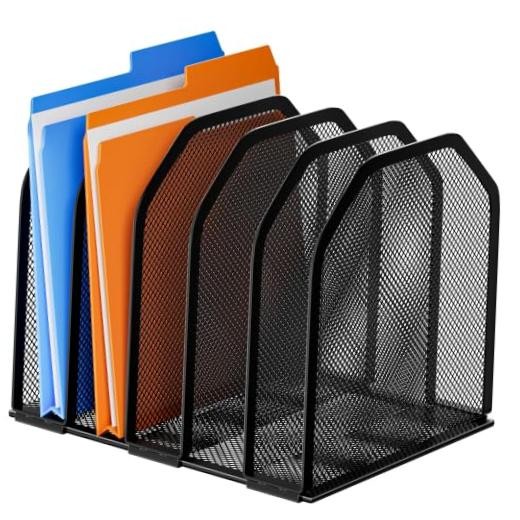 Desk File Organizer, Adjustable 5 Sections Upright Desktop File Sorter |