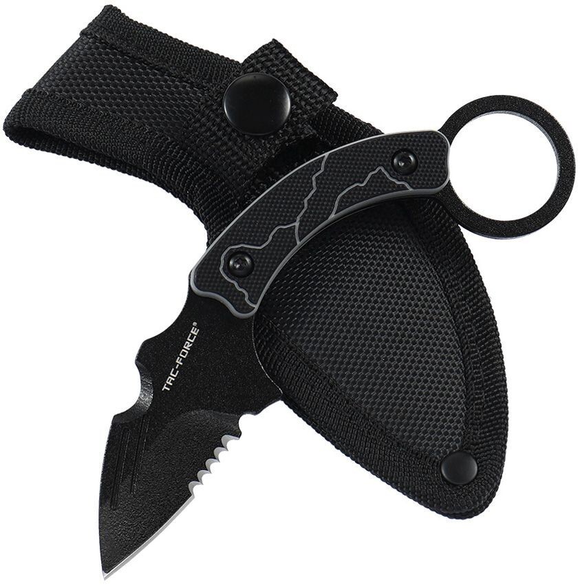 Tac Force Fixed Knife 2.13" Part Serrated 3Cr13 Steel Full Tang Blade G10 Handle