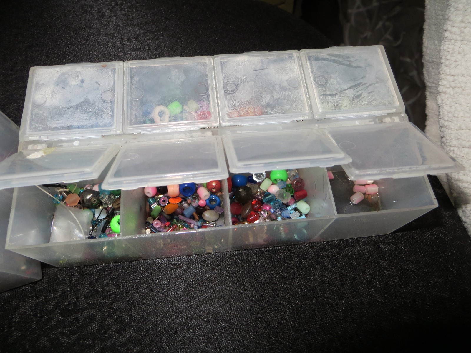 4 Bedazzle Bead/ Crafting Plastic Organizer Boxes With Beads, etc.
