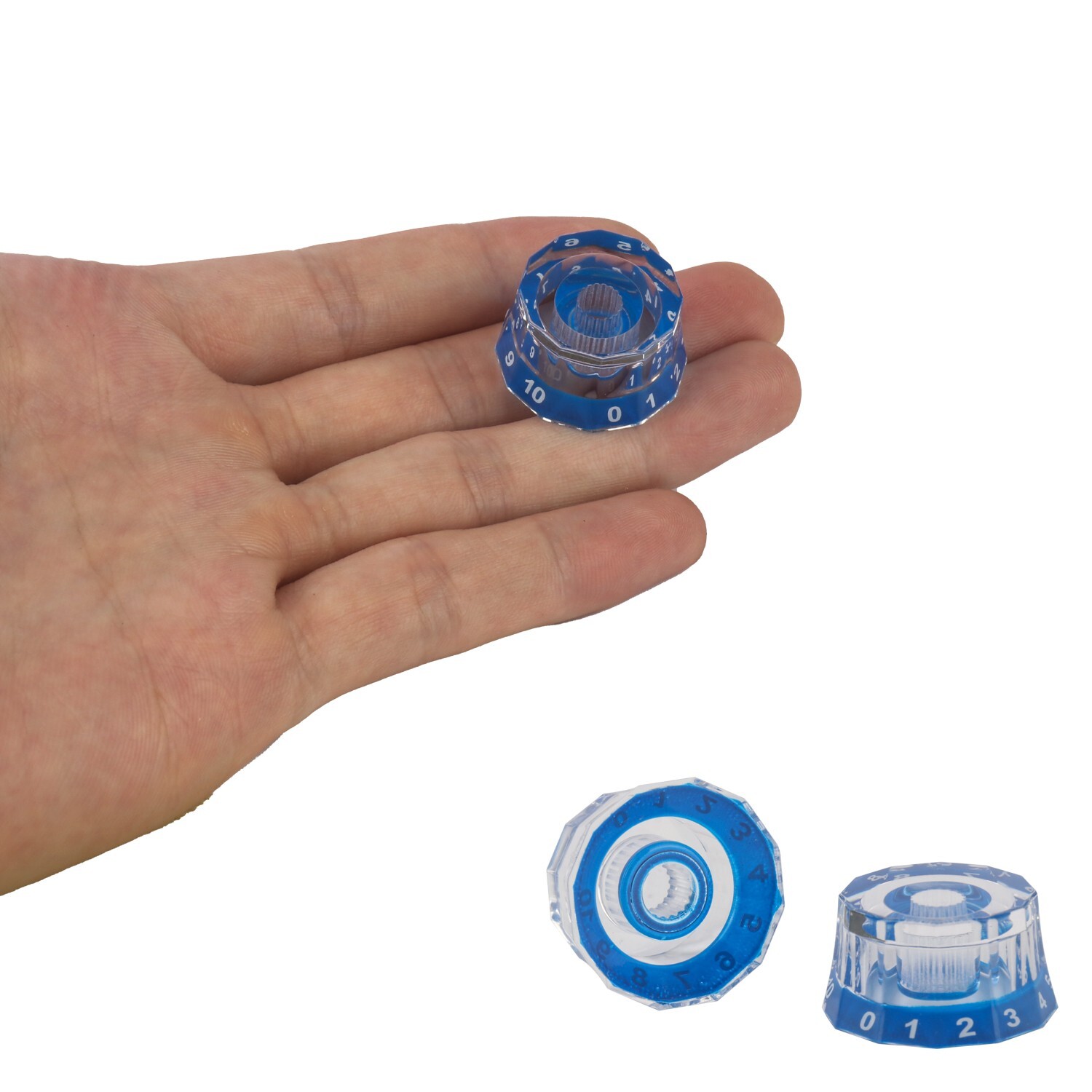 12 Edge Acrylic Bass Guitar Knobs Transparent Blue Volume Tone Control Knob 2pcs