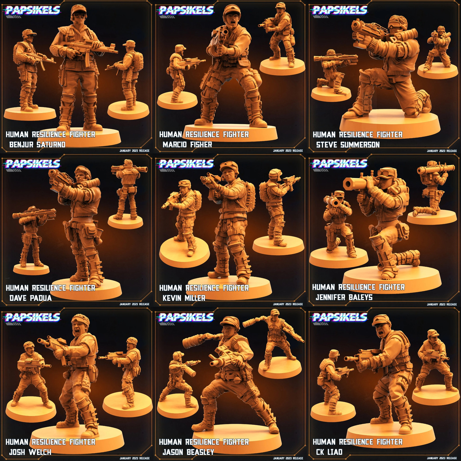 Human Resistance Fighter Miniatures | The Resistance | Sci-Fi Miniature | Papsik