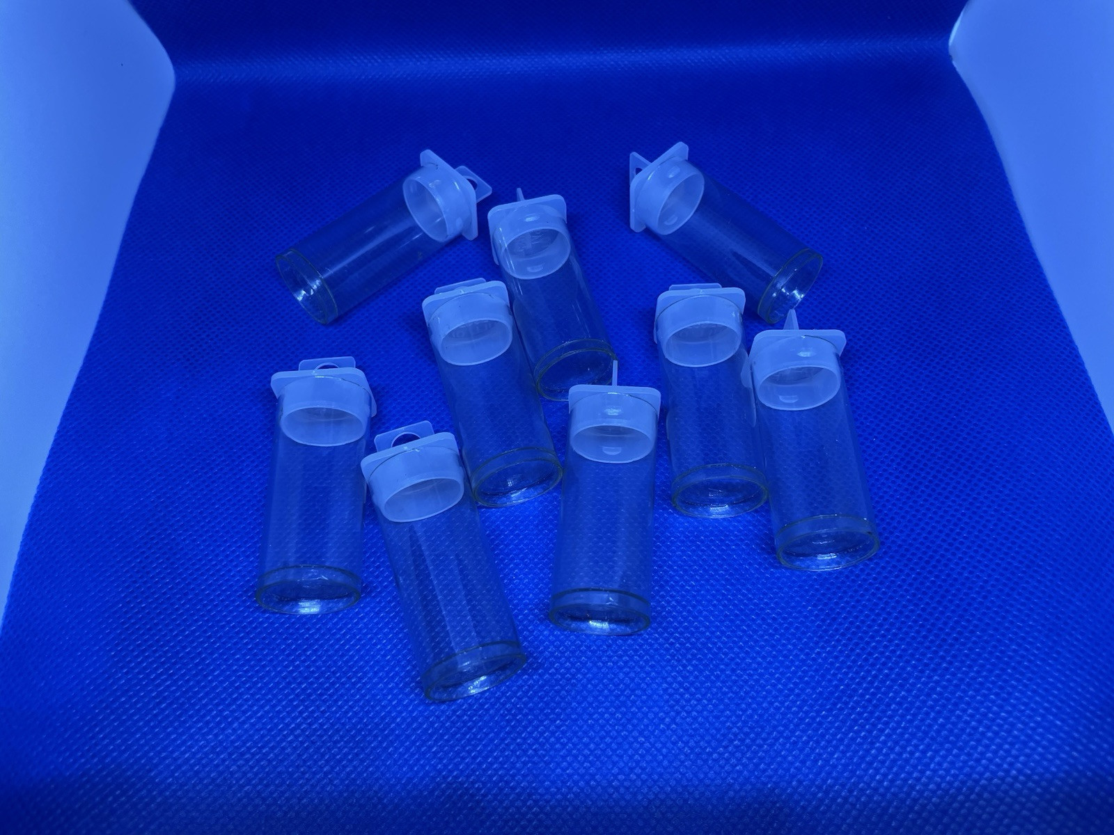 9 pieces Clear Soft Plastic Vial / Tube hang-tab cap- style