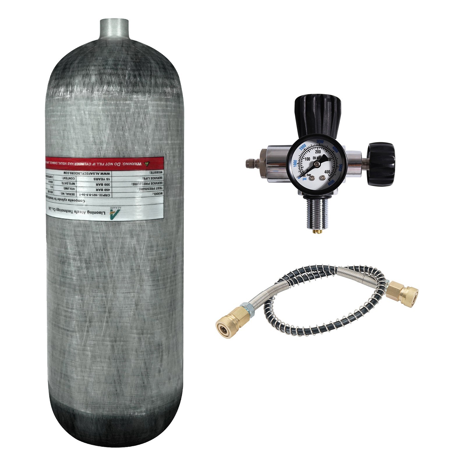 TUXING 4500Psi/300Bar Pcp Air Tank 9L Carbon Fiber HPA Tank with Luminous valve