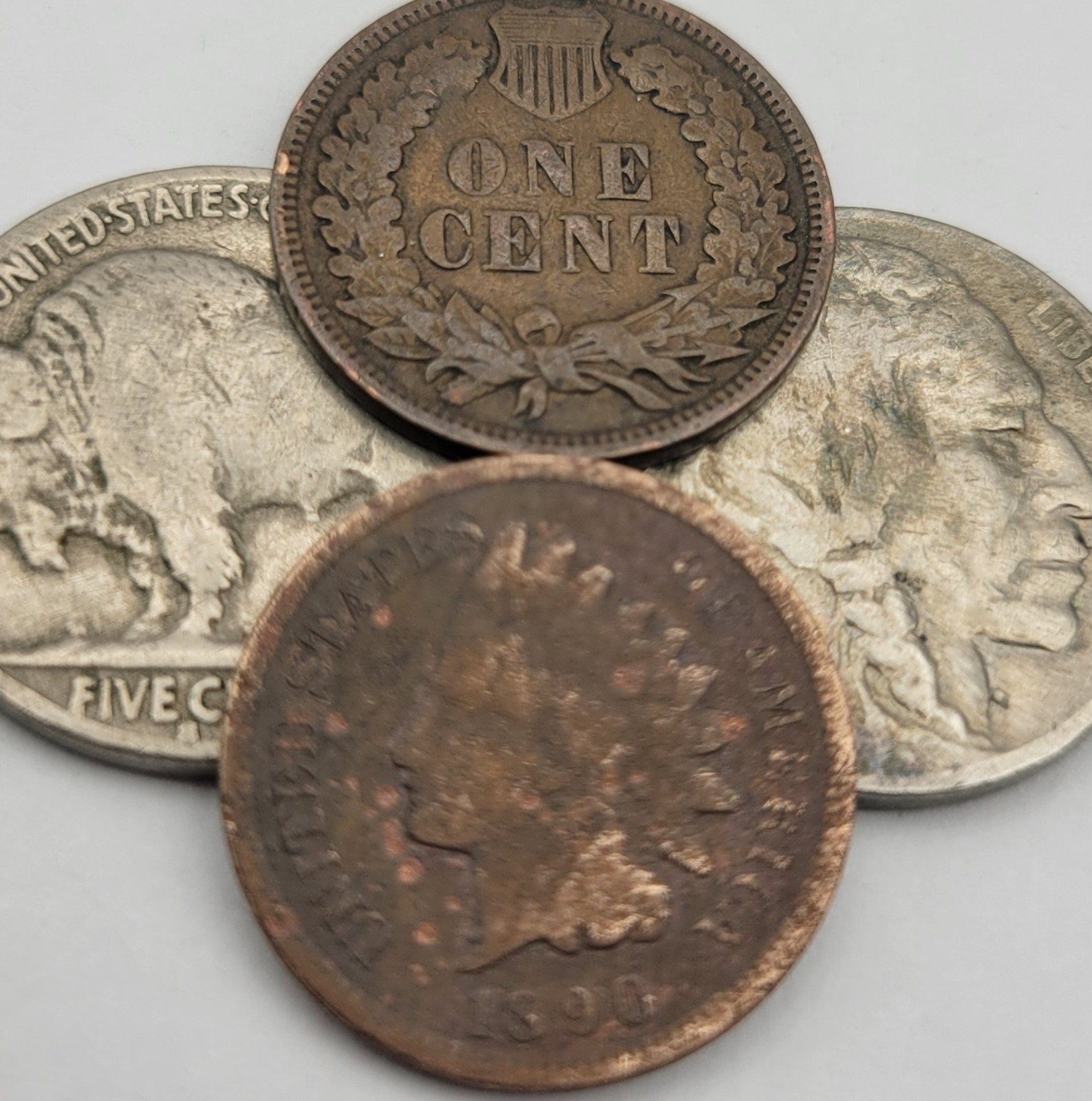 1890 & 1907 Indian Heads & 1928 & 1930-S Buffalo Nickels / You Buy What You See