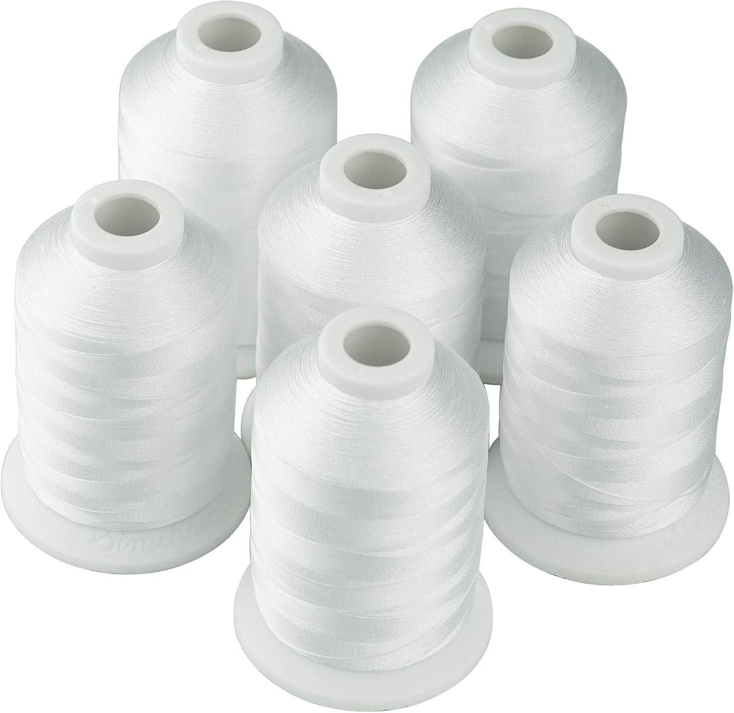 Durable White Polyester Embroidery Thread 6 Spools 1000M Perfect for Beginners