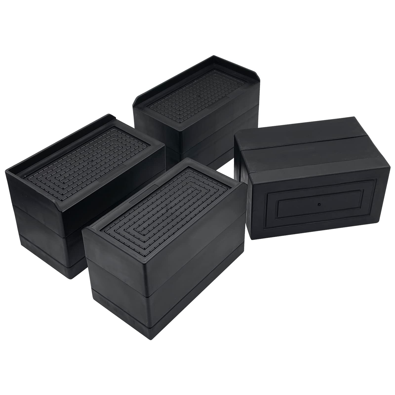 4 Pack Black 3 Inch Bed Risers, 1300 Lbs, Heavy Duty, Furniture Raise Blocks