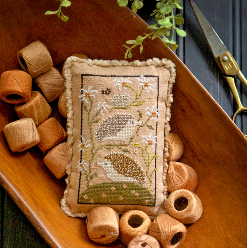 Hedge Row Cross Stitch Pattern Curly Farm Pin Cushion Sampler Seasons Primitive