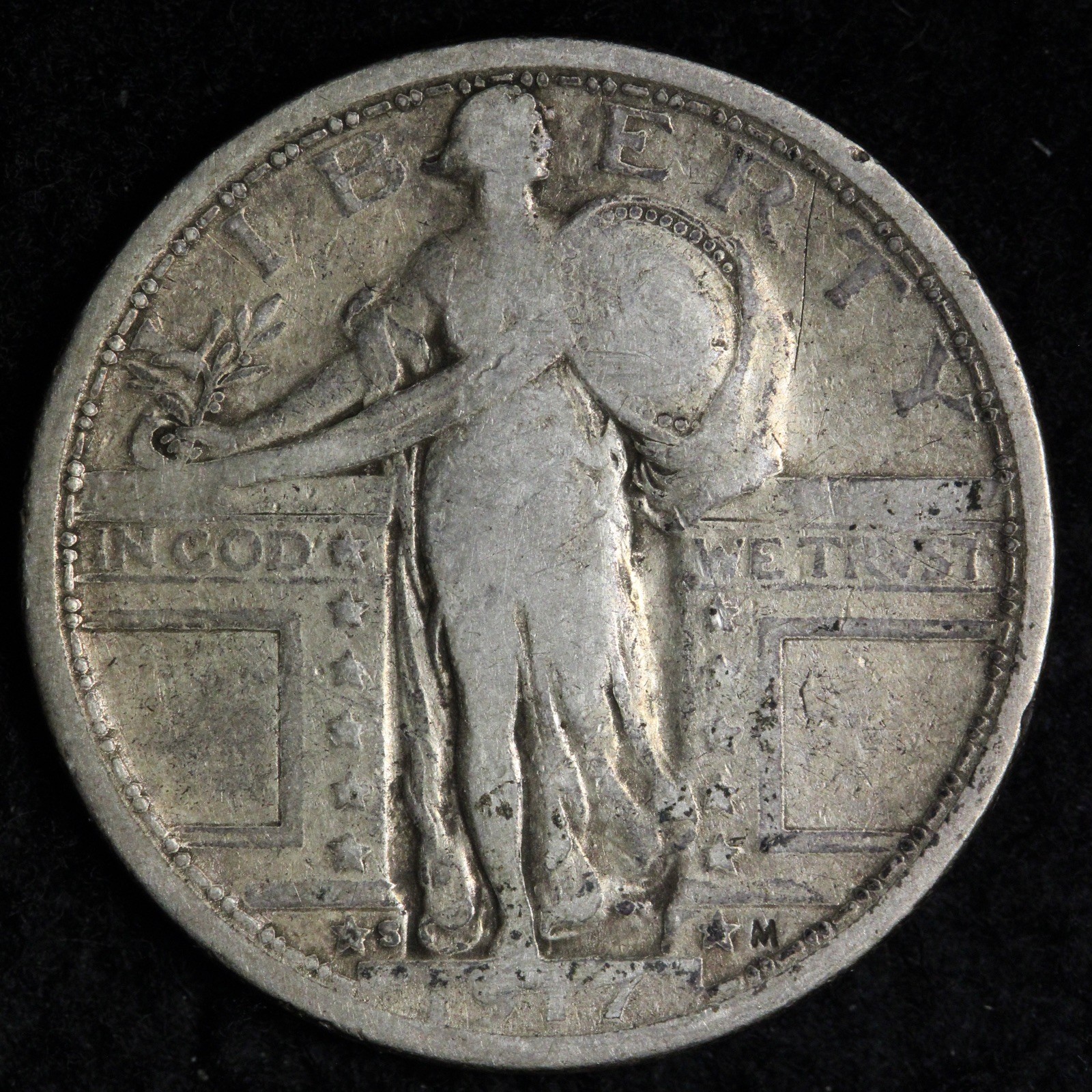 1917-S TYPE 1 Standing Liberty Silver Quarter VF E274 AYHB