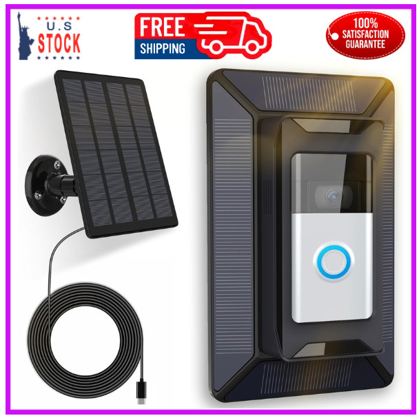 Solar Charger for Ring Doorbell, 2-in-1 with Mount Stand, Compatible with Rin...