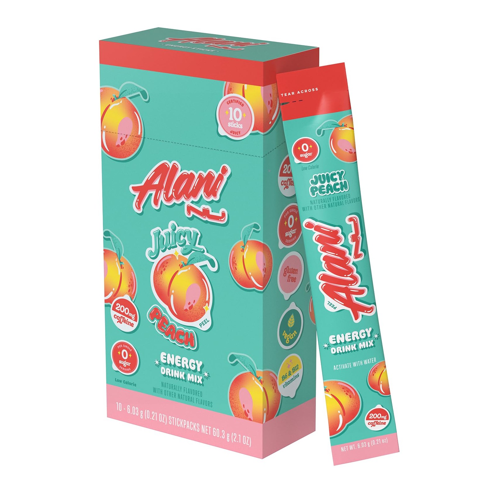 Alani Nu JUICY PEACH Energy Sticks | Drink 2.05 Ounce (Pack of 1)
