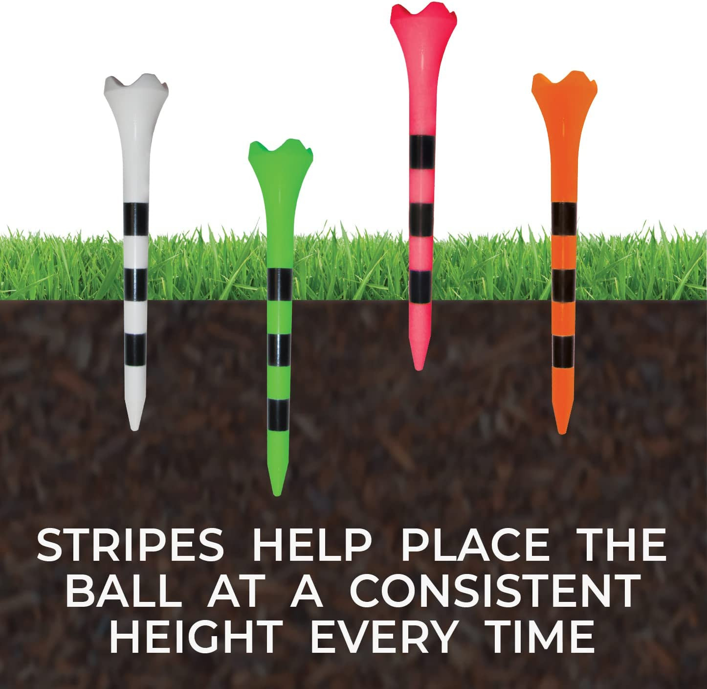 2-3/4" Pride Performance Golf Tee Striped, 100 Count (100 Pcs) New Free Ship...